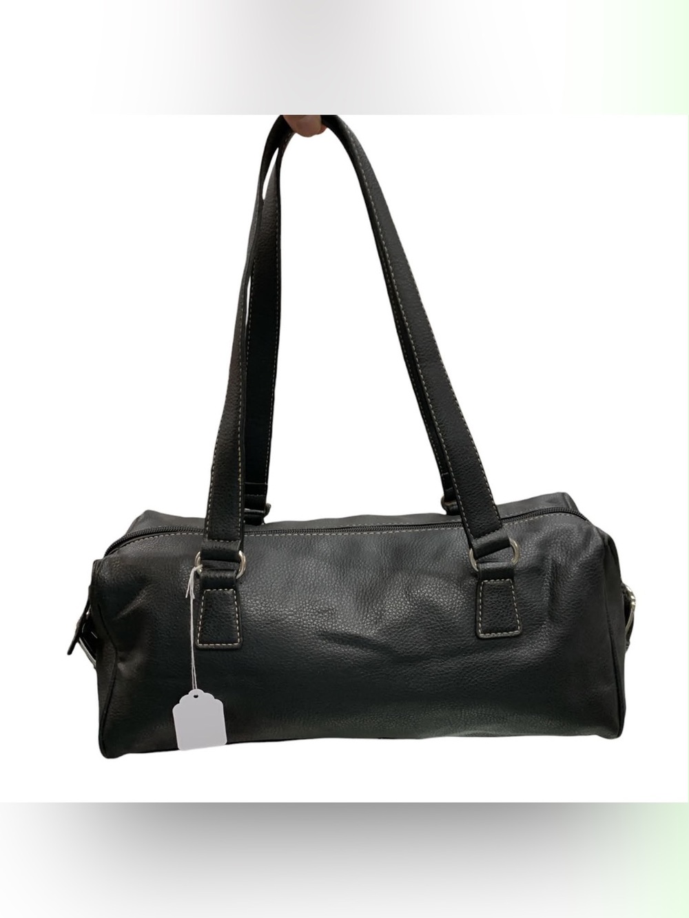 Nine West Black Leather Barrel Shoulder Bag